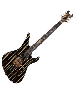 Schecter Synyster Custom-S guitar in Gloss Black with Gold Pinstripes sku number SCHECTER1742