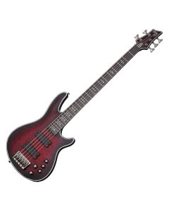 Schecter Hellraiser Extreme-5 bass in Crimson Red Burst Satin sku number SCHECTER1919