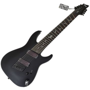 Schecter Damien-8 Multiscale guitar in Satin Black sku number SCHECTER2477