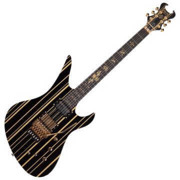 Schecter Synyster Custom-S guitar in Gloss Black with Gold Pinstripes sku number SCHECTER1742
