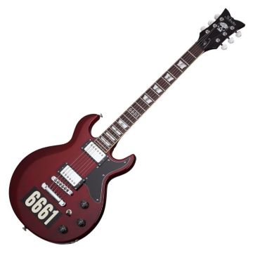 Schecter Zacky Vengeance Custom Reissue guitar in See Thru Cherry with 6661 Graphic sku number SCHECTER26