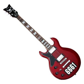 Schecter Zacky Vengeance Custom Reissue LH guitar in See Thru Cherry with 6661 Graphic sku number SCHECTER27
