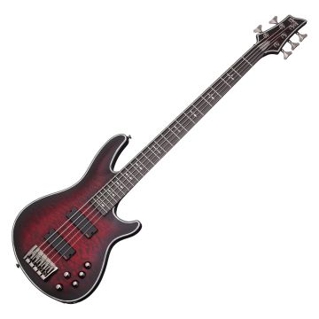 Schecter Hellraiser Extreme-5 bass in Crimson Red Burst Satin sku number SCHECTER1919