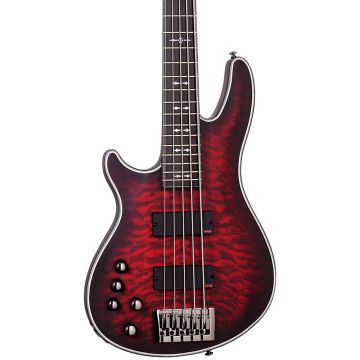 Schecter Hellraiser Extreme-5 LH bass in Crimson Red Burst Satin sku number SCHECTER1921