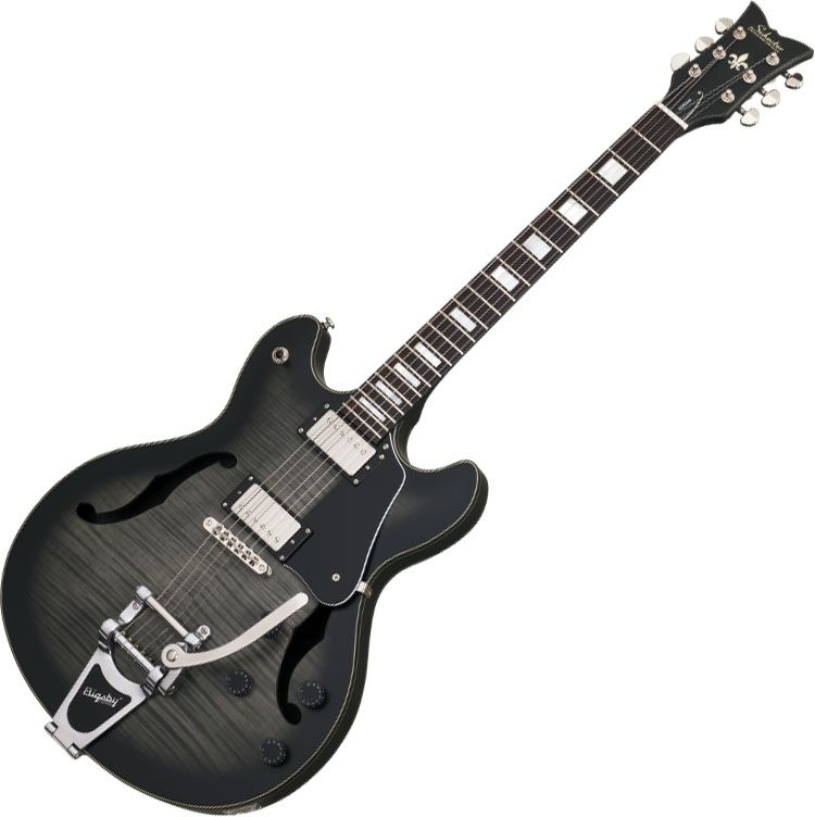 Schecter Corsair Custom Semi Hollow Electric Guitar in Charcoal Burst