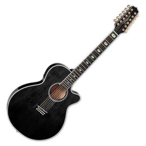 Takamine TSP158C-12 SBL 12 String Acoustic Electric Guitar See Thru Black Gloss sku number TAKTSP158C12SBL