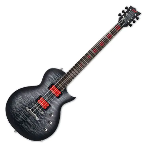 ESP Ben Burnley EC Baritone Electric Guitar See Thru Black Sunburst Satin sku number EBENBBQMSTBLKSBS