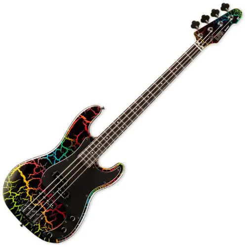 ESP LTD Surveyor '87 Electric Bass Rainbow Crackle sku number LSURVEYOR87RBCRK