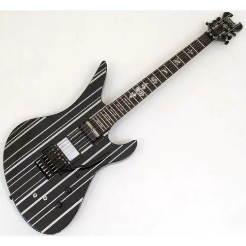 Schecter Synyster Custom-S Guitar Gloss Black Silver Pin Stripes B-Stock 0553 sku number SCHECTER1741-B0553