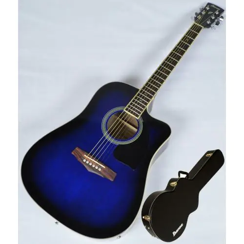 Ibanez PF15ECEWC-TBS PF Series Acoustic Guitar in Transparent Blue Sunburst High Gloss Finish SA150300754 sku number PF15ECEWCTBS.B 0754