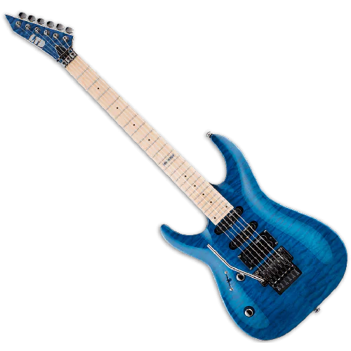 ESP LTD MH-103QM Left Handed Guitar in See-Through Blue sku number LMH103QMSTBLH