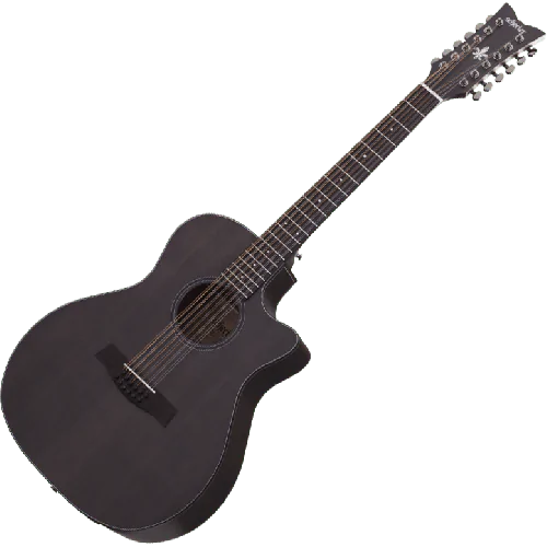 Schecter Orleans Studio-12 Acoustic Guitar in Satin See Thru Black Finish sku number SCHECTER3714