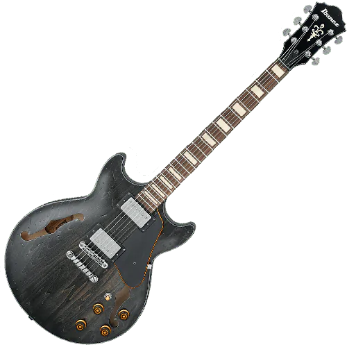 Ibanez Artcore Vintage AMV10A Semi-Hollow Electric Guitar in Transparent Black Low Gloss sku number AMV10ATKL