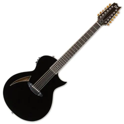 ESP LTD TL-12 12-String Acoustic Electric Guitar in Black Finish sku number LTL12BLK