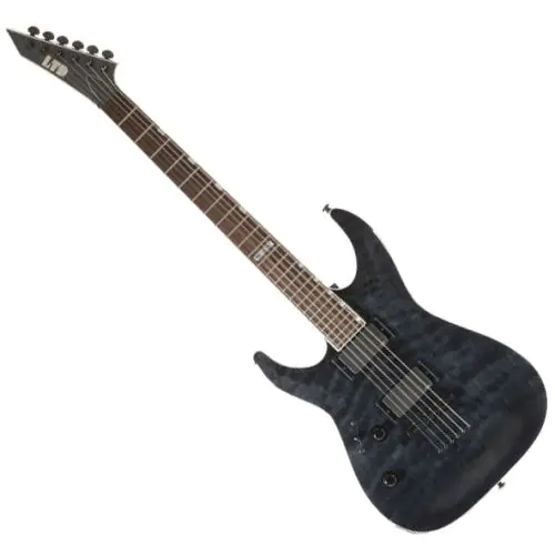 ESP LTD MH-401NT Quilted Maple Left-Handed Electric Guitar See Thru Black sku number LMH401NTQMSTBLKLH