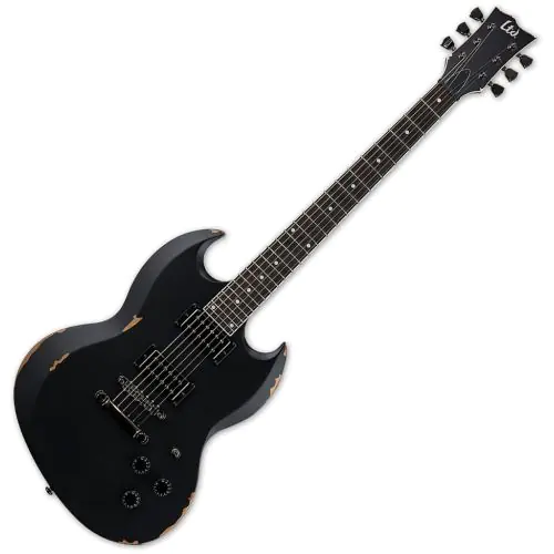 ESP LTD Volsung Lars Frederiksen Electric Guitar Distressed Black Satin sku number LVOLSUNGDBLKS