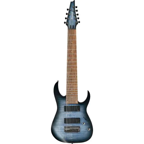 Ibanez RGIR9FME FDF RG Iron Label 9 String 28" scale Faded Denim Burst Flat Electric Guitar sku number RGIR9FMEFDF