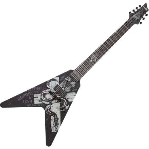 Schecter V-7 Chris Howorth Snake Cross Electric Guitar in Satin Black sku number SCHECTER334