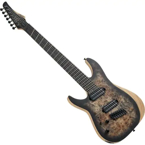 Schecter Reaper-7 Multiscale Left Handed Electric Guitar in Satin Charcoal Burst sku number SCHECTER1515
