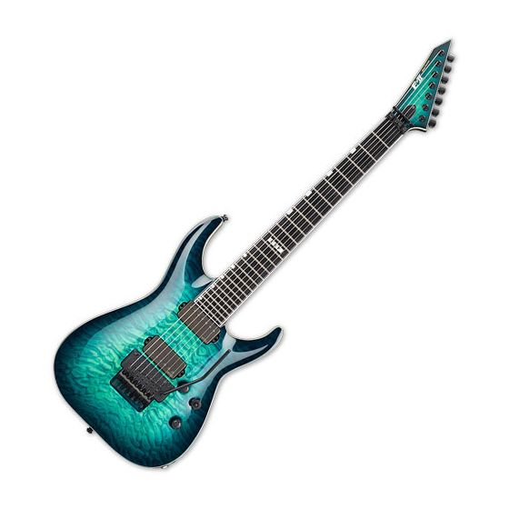 ESP E-II Horizon FR-7 7 String Electric Guitar Black Turquoise Burst sku number EIIHORFR7QMBLKTB