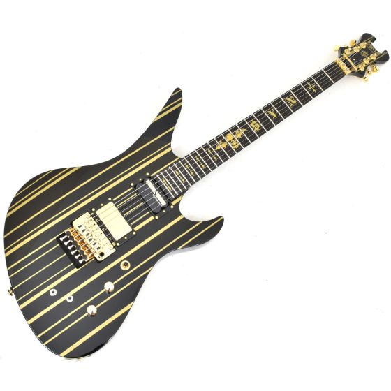 Schecter Synsyter Custom-S Electric Guitar Gloss Black Gold Stripes B-Stock 0835 sku number SCHECTER1742.B 0835