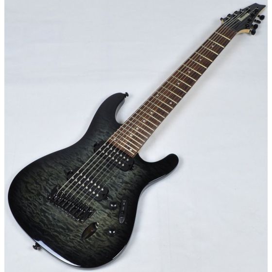 Ibanez S8QM-TGB S Series 8 String Electric Guitar in Transparent Gray Burst Finish sku number S8QMTGB