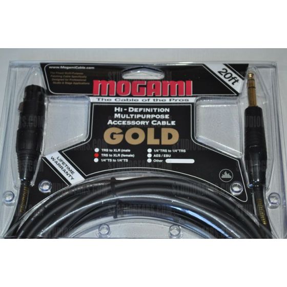 Mogami Gold TRS-XLRF Cable 20 ft. sku number GOLD-TRSXLRF-20