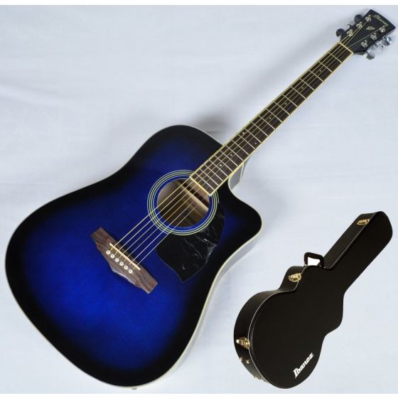 Ibanez PF15ECEWC-TBS PF Series Acoustic Guitar in Transparent Blue Sunburst High Gloss Finish SA150300756 sku number PF15ECEWCTBS.B 0756