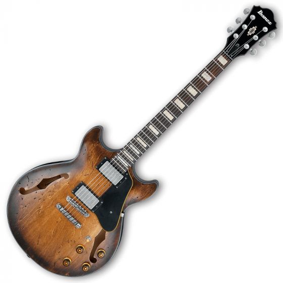 Ibanez Artcore Vintage AMV10A Semi-Hollow Electric Guitar in Tobacco Burst Low Gloss sku number AMV10ATCL