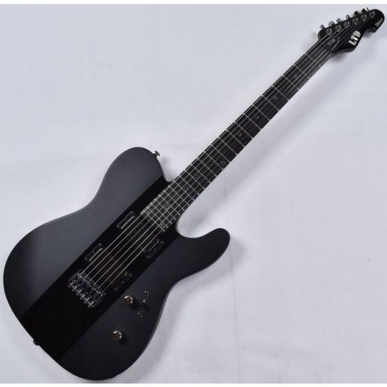 ESP LTD Deluxe TE-1000 Electric Guitar in Satin Black with Gloss Stripe sku number LXTE1000BLKSGS