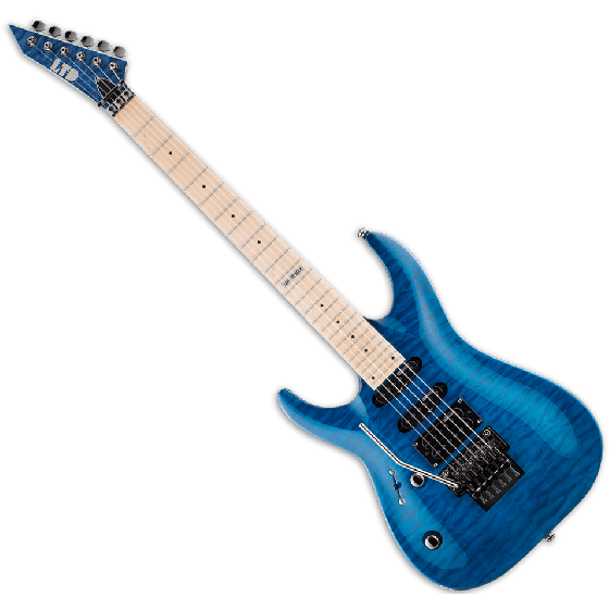 ESP LTD MH-103QM Left Handed Guitar in See-Through Blue sku number LMH103QMSTBLH