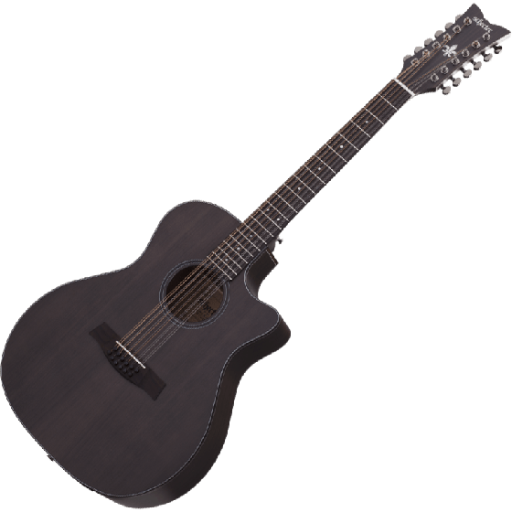 Schecter Orleans Studio-12 Acoustic Guitar in Satin See Thru Black Finish sku number SCHECTER3714