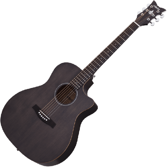Schecter Deluxe Acoustic Guitar in Satin See Thru Black Finish sku number SCHECTER3716