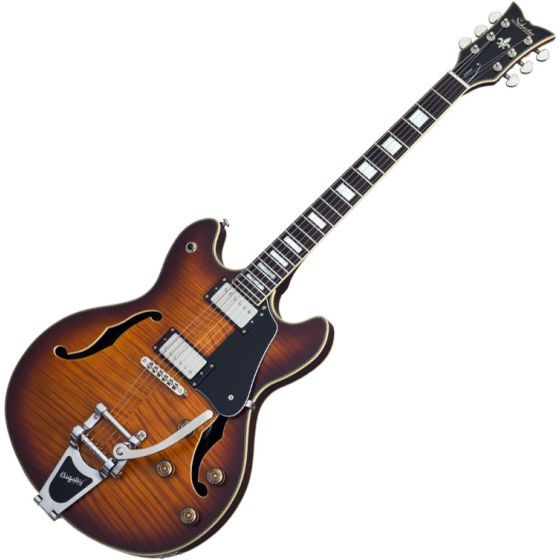 Schecter Corsair Custom Semi-Hollow Electric Guitar in Vintage Sunburst Pearl Finish sku number SCHECTER1868