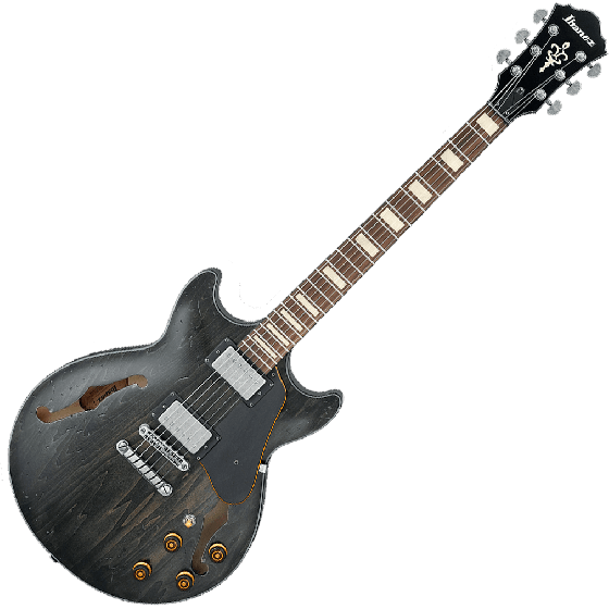 Ibanez Artcore Vintage AMV10A Semi-Hollow Electric Guitar in Transparent Black Low Gloss sku number AMV10ATKL