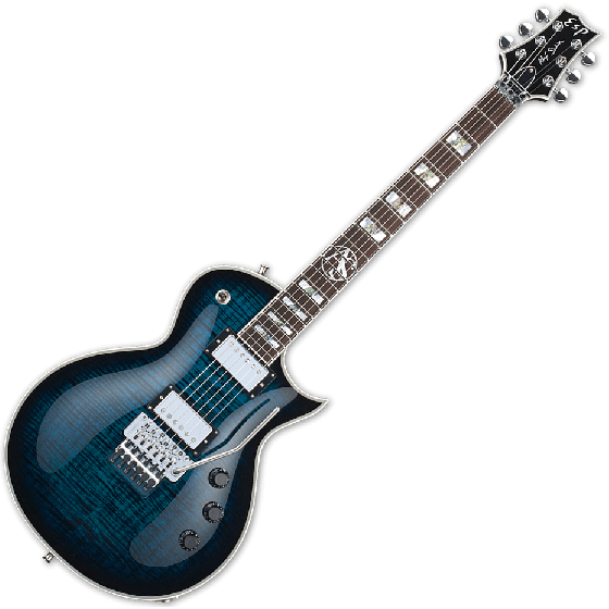 ESP Alex Skolnick FR Electric Guitar in Black Aqua Sunburst sku number EALEXSFRBLKAQSB