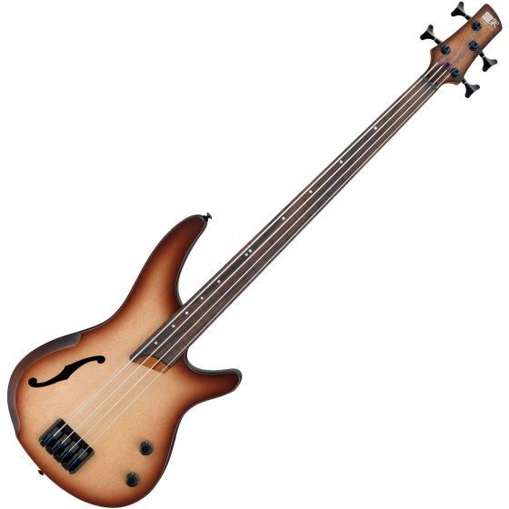 Ibanez SR Bass Workshop SRH500F Semi-Hollow Electric Bass Natural Browned Burst Flat sku number SRH500FNNF