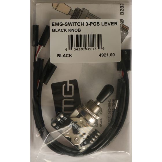 EMG Solderless Toggle Switch with Cables 3 Position Lever Black Knob B289 sku number 4921
