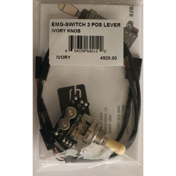 EMG Solderless Toggle Switch with Cables 3 Position Lever Ivory Knob B289 sku number 4920