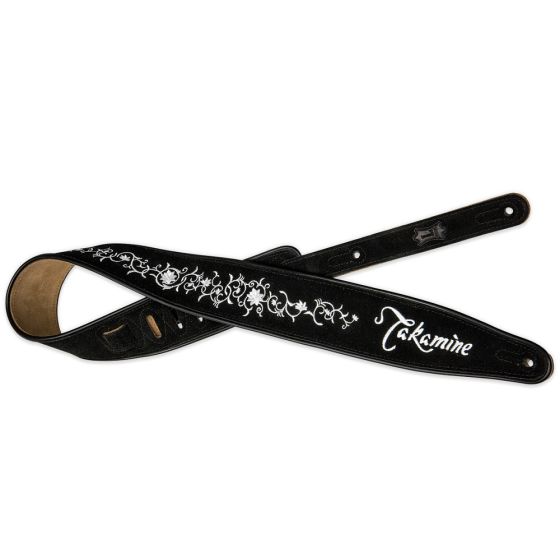 Takamine Grassflower Black Suede Guitar Strap sku number MTAKTKSS3