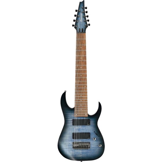 Ibanez RGIR9FME FDF RG Iron Label 9 String 28" scale Faded Denim Burst Flat Electric Guitar sku number RGIR9FMEFDF