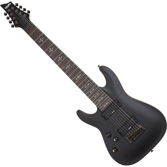 Schecter Demon 8 Left Handed Electric Guitar in Aged Black Satin sku number SCHECTER3668