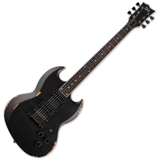 ESP LTD Lars Frederiksen Signature Volsung Electric Guitar Distressed Black Satin sku number LVOLSUNGDBLKSE