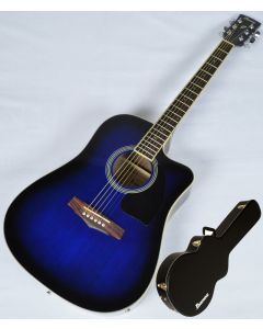 Ibanez PF15ECEWC-TBS PF Series Acoustic Guitar in Transparent Blue Sunburst High Gloss Finish SA150300754 sku number PF15ECEWCTBS.B 0754